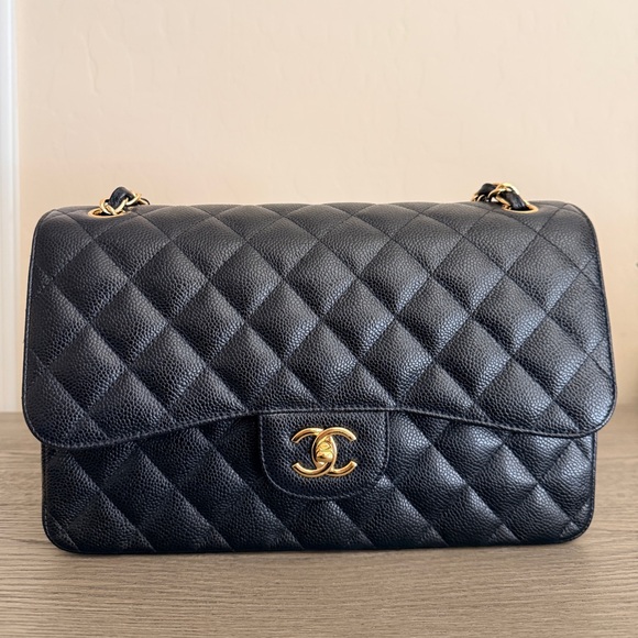 CHANEL Handbags - CHANEL Classic Flap Large Black Caviar GHW 23-Series Full Set